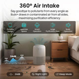 MIKO Air Purifier for Bedroom with 3-in-1 HEPA Filter & Sleep Mode, Whisper Quiet, Covers Up to 1200 ft, Smart Wi-Fi App Control - Removes Smoke, Allergens, Pets Hair, Dust, Odors, Pollutants MIKO