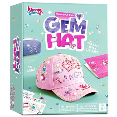 Klever Kits Decorate Your Own Baseball Cap with 7 Sheets Gems Stickers, Art & Crafts Kit for Kids, Fun Creative DIY Toys for Kids Girls Klever Kits