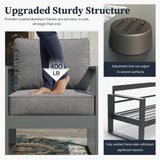 KHOLH 5 Piece Modern Aluminum Patio Furniture Set with Fire Pit Table, Outdoor Patio Sectional Conversation Metal Seating Sets with Olefin Cushion KHOLH