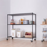 TRINITY Basics 3-Tier Adjustable Wire Shelving with Wheels for Kitchen Organization, Garage Storage, Laundry Room, NSF Certified, 600 to 1350 Pound Capacity, 60” by 24” by 54”, Black TRINITY