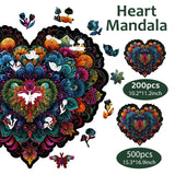 Ruikiyart Wooden Puzzles for Adults Lovers Mandala Heart Jigsaw Puzzles 500Pcs Unique Shapes Puzzles Great Gift for Adults and Couples on Valentine's Day,Women's Day,Thanksgiving 15.3x16.9 Inches Ruikiyart