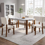 Merax Modern 5 Piece Dining Table Set for 4,Faux Marble Style Kitchen Table Set with One Rectangle Table and 4 Dining Chairs for Dining Room Table Set for Small Place Merax