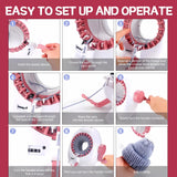 ROHSCE Knitting Machine, 22 Needles Knitting Loom Machine with Row Counter, DIY Knitting Board Rotating Double Knit Loom Machine Kit for Hat, Scarves, Gloves, Socks ROHSCE