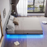 Hasuit Modern Floating Metal Queen Bed Frame with LED Lights - No Box Spring Required Hasuit