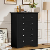 Flamaker Tall Dresser for Bedroom, 5 Drawer Dresser, Wood Dressers, Wide Chest of Drawer, Storage Drawers, Storage Organizer for Closet, Hallway (Black) Flamaker