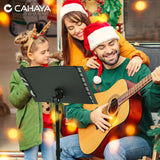 CAHAYA 5 in 1 Dual-use Sheet Music Stand & Desktop Book Stand Metal Portable Solid Back Height Adjustable from 31.4-57in with Book Stand Support, Carrying Bag, Sheet Music Folder and Clip CAHAYA