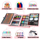 KINSPORY Art Supplies, 139 Pack Painting Drawing Art Kit with 2 Sketch Pads, Deluxe Double Layers Art Set Crafts, Colored Pencils, Oil Pastels, Watercolor Paints, Gift for Artists Kids (Rose Pink) KINSPORY