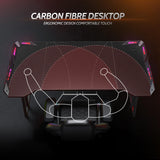 CubiCubi Gaming Desk with LED Lights, 47 Inch Z Shaped Gamer Desk, Home Game Computer Desk with Carbon Fiber Surface, Ergonomic Office PC Workstation with Cable Management, Black CubiCubi