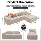 Boneless Modular Sectional Sofa, Cloud Couch with Right Facing Chaise, Oversized Deep Seat, L-Shaped, Soft Corduroy Fabric, Sectional Couch for Living Room -Beigey NMXUXMN