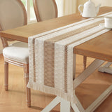 Farmhouse Decor Boho Table Runner with Macrame, Elegant Beige Brown Coffee Table Runners 72 Inches Long, Rustic Home Decor Boho Decorations for Dining Room Kitchen Baby Bridal Shower (12"×72") AILUOQI