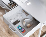 ODK Small Desk with Fabric Drawers- for Bedroom, White Vanity Desk with Storage, Home Office Computer Desk for Small Spaces, 32 Inch Modern Work Writing Study Table, White ODK