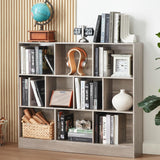 LEYAOYAO 10 Cube Bookshelf with Base,3 Tier Mid-Century Modern Grey Bookcase,Standing Wide Bookshelves Storage Organizer Shelf,Rustic Wood Display Cabinet Book Shelves for Bedroom,Living Room,Office LEYAOYAO