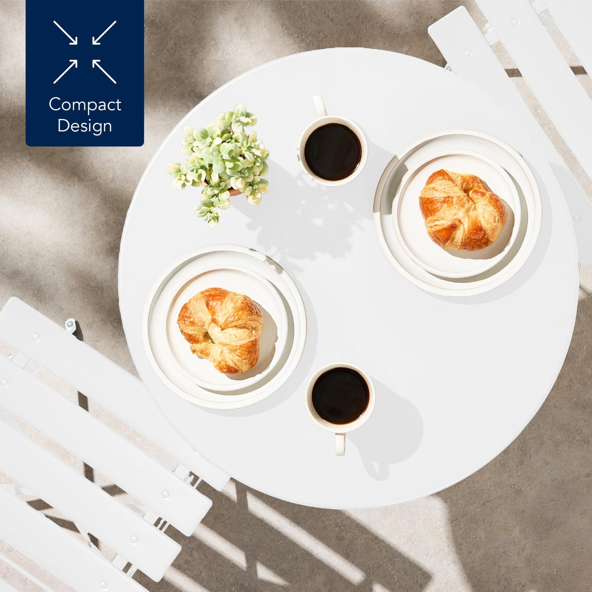 Best Choice Products 3-Piece Bistro Set, Space Saving Folding Design, Solid Steel, Outdoor Patio Furniture Set w/ 2 Chairs, Bistro Table - White Best Choice Products