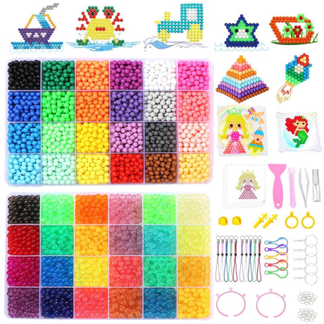 EIKEJI 7400 Pcs Non-Iron Fuse Beads Kit, 48 Colors 5mm Beads for Kids, Glow in The Dark Beads Glitter Beads, Refill Beads Set for Boys, Girls, Ideal Gift for New Years, Birthdays, Christmas EIKEJI