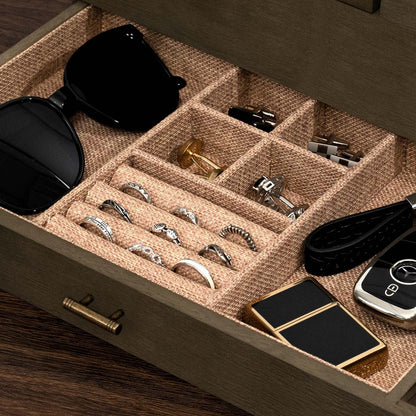 Pinzoveco Watch Box Organizer for Men, 6 Slot Watch Case for Men Display & Storage Watch, Solid Wood Jewelry Box for Men, Gift for Boyfriend Fathers - WoodArtSupply