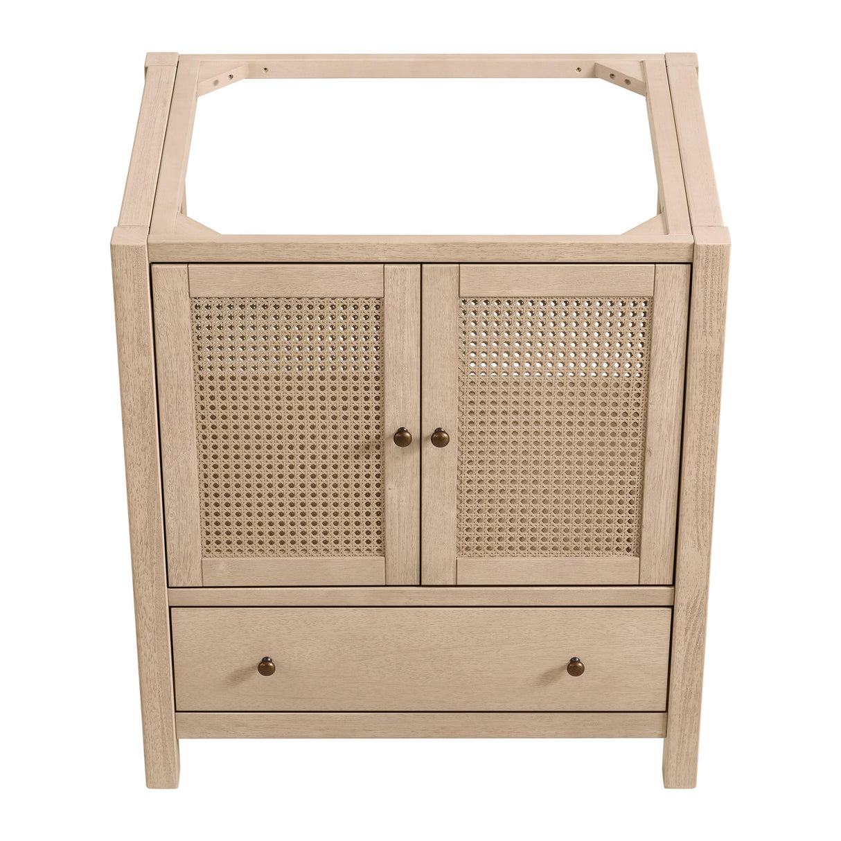 Alaterre Furniture Lucca 30 Inch Bathroom Vanity - Freestanding Cabinet Without Sink - Small Wood Bathroom Vanity with Large Drawer and Soft-Close Doors - Under Sink Cabinet Only (Natural) Alaterre Furniture
