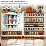 YITAHOME Shoe Cabinets,5-Tier White Shoe Storage Cabinet with Doors Modern Freestanding Wood Shoe Organizer Cabinet for Living Room Bedroom Hallway, Entryway, White&Gold YITAHOME