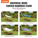 VEVOR Wooden Hammock Stand, 475 lbs Capacity Universal 2 Person Hammock Frame Fits 9-13 ft Hammocks, Larch Wood Arc Adjustable Stand for Hammock with Chain and Carabiner, for Outdoor and Indoor VEVOR