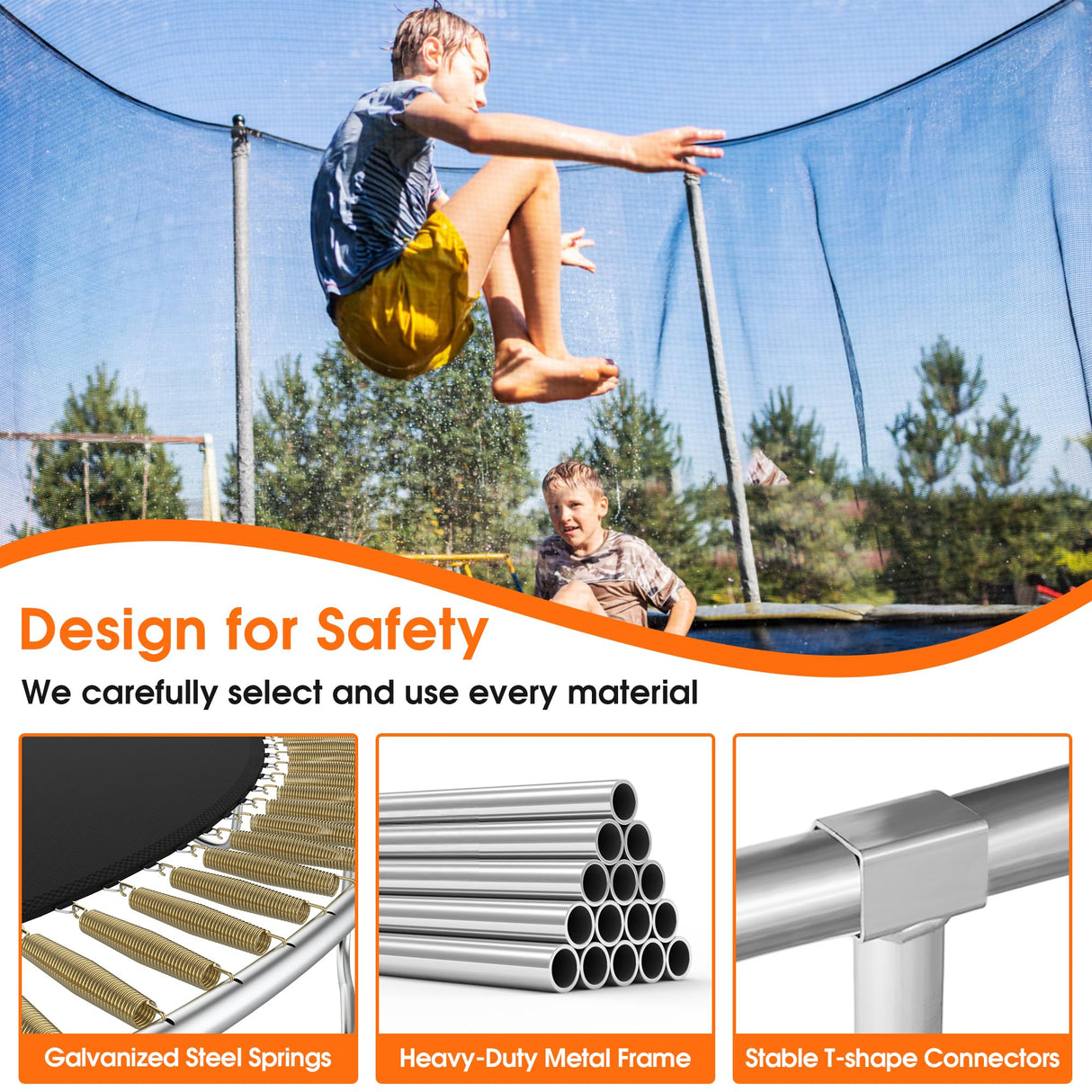 KOFUN 1500LBS 8 10 12 14 16 FT Tranpoline Outdoor for Kids Adults, Tranpoline with Net Ladder Basketball Hoop Light, Recreational Tranpolines, ASTM Approval, Easy to Assemble, Curved Poles Larger Room KOFUN