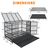 BOLDBONE 54/48/42/38 inch Heavy Duty Indestructible and Escape-Proof Dog Crate Cage Kennel for Large Dogs, High Anxiety Dog Crate with Removable Crate Trays, Wheels and Double Door, Extra Large XL XXL BOLDBONE
