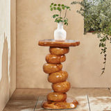 Warmaxx Natural Cedar Stump End Table Plant Stand 13.8" x 13.8" x 23.6"H Solid Wood Outdoor Rustic Live Edge Coffee Side Table Living Room Bedroom Garden Irregular Shape Warmaxx