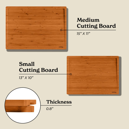 SMIRLY Wood Cutting Boards For Kitchen - Bamboo Cutting Boards For Kitchen Cutting Board, Bamboo Cutting Board Set, Chopping Board, Butcher Block,