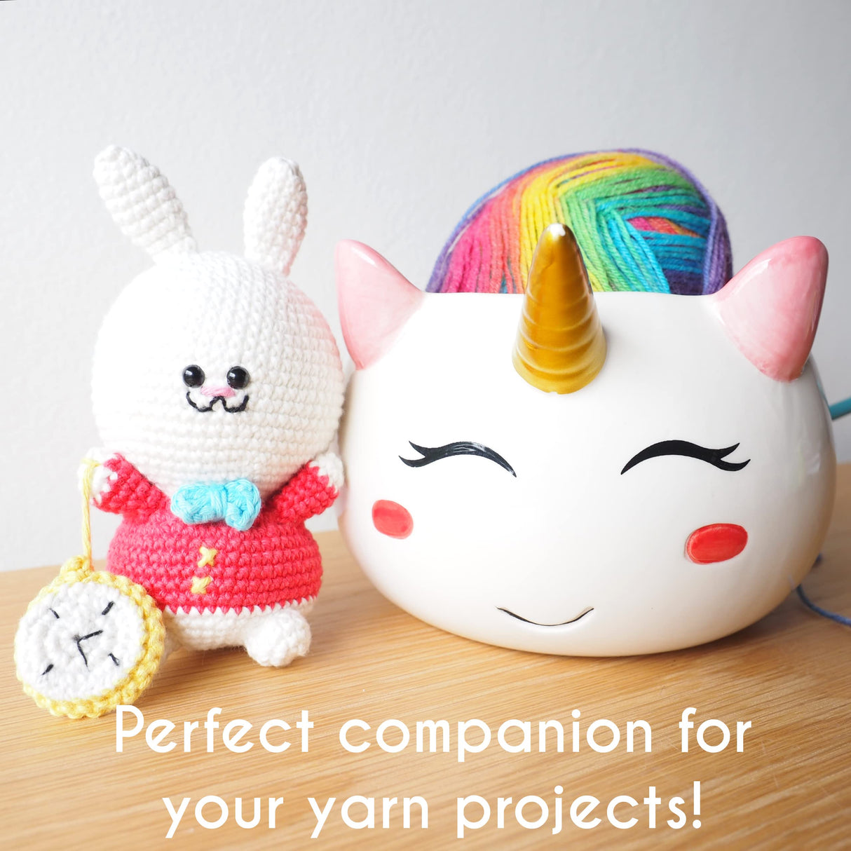 Unicorn Yarn Bowl for Knitting - Cute Ceramic Knitting Bowl Extra Large - Ceramic Yarn Bowl Crochet Accessories Yarn Holder Storage Gift for Knitters Funny Evovee