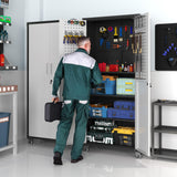 BIZOEIRON 71''H Garage Metal Storage Cabinet,Tall Cabinet with Doors,Black Garage Storage Cabinet with 3 Adjustable Shelves and Wheels,Rolling Tool Storage Cabinet for Warehouse, Office, Garage BIZOEIRON