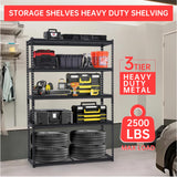 COZONY 48x18x72 Inch Garage Shelving, 5 Tier Heavy Duty Wire Shelf 2500 Lbs Capacity, Adjustable Metal Shelves, Industrial Utility Shelf Rack for Garage, Basement, Pantry, Warehouse COZONY