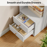 IRONCK Corner Bookshelf, 70.87" Tall Corner Bookcase with Drawers, Corner Shelf Storage Display Rack for Living Room Home Office, White IRONCK