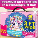 QUOKKA Glitter Floor Puzzles for Kids Ages 3-5 - 2x3 FT 48 Pcs Puzzles for Toddlers 2-4 - Shaped Large Giant Educational Toddler Puzzles Ages 24+ Months - Unicorn Toy Activity Game for Boys and Girls QUOKKA