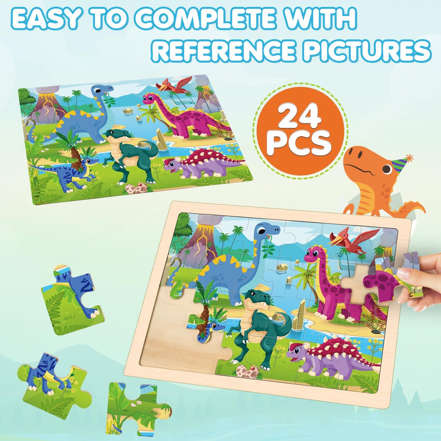 4 Packs Puzzles for Kids Ages 4-6, Wooden Animals Jigsaw Puzzles for Toddlers Ages 2-4, Preschool Educational Puzzles Boards Toys Gifts for 3 4 5 6 Boys Girls