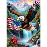 GDYEEH DIY 5D Eagle Diamond Art Kits, Round Full Drill Waterfall Mountain Diamond Painting Picture, Fantasy Painting by Numbers Art Kits for Adults Beginners Home Wall Decor 12x16 inch GDYEEH