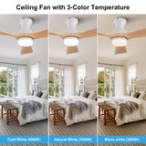 OMYU 42 inch Flush Mount Ceiling Fans with Lights, Quiet Reversible DC Motor, High Hardness Moisture-Proof Blades, Modern Low Profile Ceiling Fan with Light for Outdoor Indoor Farmhouse OMYU