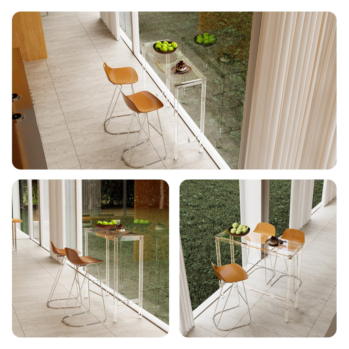 Sumerflos Clear Acrylic Counter Height Table - Versatile Rectangular High Top for Indoor & Outdoor Use Sumerflos