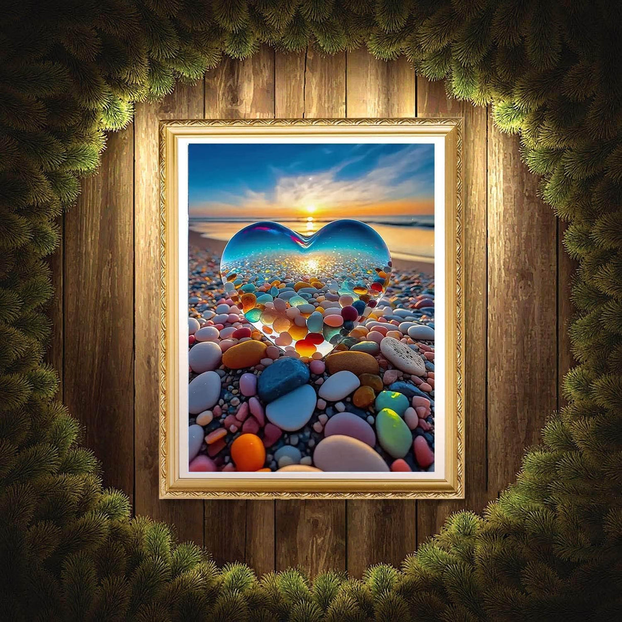 MIRCVSH Love Stone Paint by Numbers for Adults with Framed Canvas-with Wooden Easel,Paint by Number on Canvas,DIY Acrylic Oil Painting Kits with Brushes Nice Gift Box for Home Wall Decor(12x16 Inch) MIRCVSH