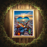 MIRCVSH Love Stone Paint by Numbers for Adults with Framed Canvas-with Wooden Easel,Paint by Number on Canvas,DIY Acrylic Oil Painting Kits with Brushes Nice Gift Box for Home Wall Decor(12x16 Inch) MIRCVSH