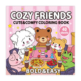 Cozy Friends: Coloring Book for Adults and Teens Featuring Super Cute Animal Characters with Easy and Simple Big Designs for Relaxation (Thick Lined Bold & Easy Coloring) Tesitehi