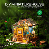 ROBOTIME DIY Dollhouse Wooden Miniature Furniture Kit Mini Green House with LED Best Birthday Gifts ROBOTIME