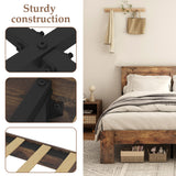 DWOYFO Wood Platform Bed Frame, King Bed Frame with Headboard and Wood Slat Support, Noise-Free,Easy Assembly, No Box Spring Needed, Dark Brown DWOYFO