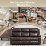 PALLOME Manual Reclining Sofa - 3 Seat Recliner Sofa with Heat & Massage Function, Wall-Hugger Reclining Sofa for Living Room (Brown) PALLOME