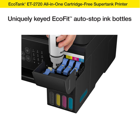 Epson EcoTank ET-2720 Wireless Color All-in-One Supertank Printer with Scanner and Copier - Black Epson