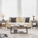 Yaheetech Nightstand Set of 2, Bedside Table with Drawer & Storage Shelf, Wood Side Table Night Stand with Removable Fabric Bag for Bedroom/Living Room, Gray Yaheetech