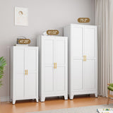 pozdeg White Metal Storage Cabinet, 47.25" H Steel Kitchen Pantry Cabinet with 2 Doors and 3 Adjustable Shelves, Versatile Sideboard Buffet Cabient for Home Office Warehouse Garage or Outdoor pozdeg