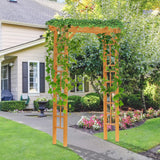 Outsunny 85" Wooden Garden Arbor for Wedding and Ceremony, Outdoor Garden Arch Trellis for Climbing Vines, Fir Wood, Orange Outsunny