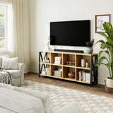 CABZOON 63" 8 Cube Horizontal Bookshelf Long Bookshelf Wood Cube Storage Organizer Wood Cubby Bookcase for Living Room Maple CABZOON