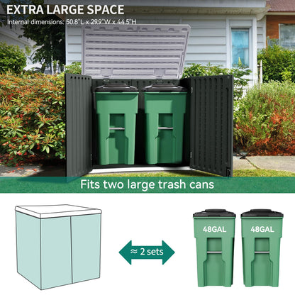 YITAHOME Large Outdoor Horizontal Storage Shed, 47 cu ft Resin Tool Shed w/o Shelf, Waterproof Outdoor Storage with floor for Trash Cans, Garden Tools, Lawn Mower, Lockable, 4.5x2.8x3.9 ft, D - WoodArtSupply