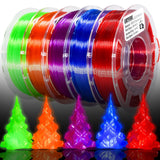 LOCYFENS PETG Filament 1.75mm, Clear Transparent Filament 5 Colors, 3D Printer Filament Bundle Multicolor, 1.75 PETG +/- 0.02mm, 3D Printing Red Green Blue Purple Orange 200g x 5 Spools LOCYFENS