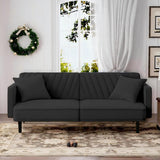 Modern Velvet Futon Sofa Bed,Convertible Sleeper Loveseat with 4 Folding Backrest,78" Comfy Deep Seat Cloud Couch Bed for Living Room Apartment Office (Black) Majnesvon