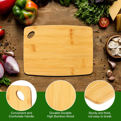 FoldTier 12 Pcs Bulk Wooden Cutting Board Small Kitchen Charcuterie Board with Handle Blanks Serving Cutting Board Tray with Oval Hole in Corner Housewarming Gift, 8 x 6 Inch(Bamboo) - WoodArtSupply